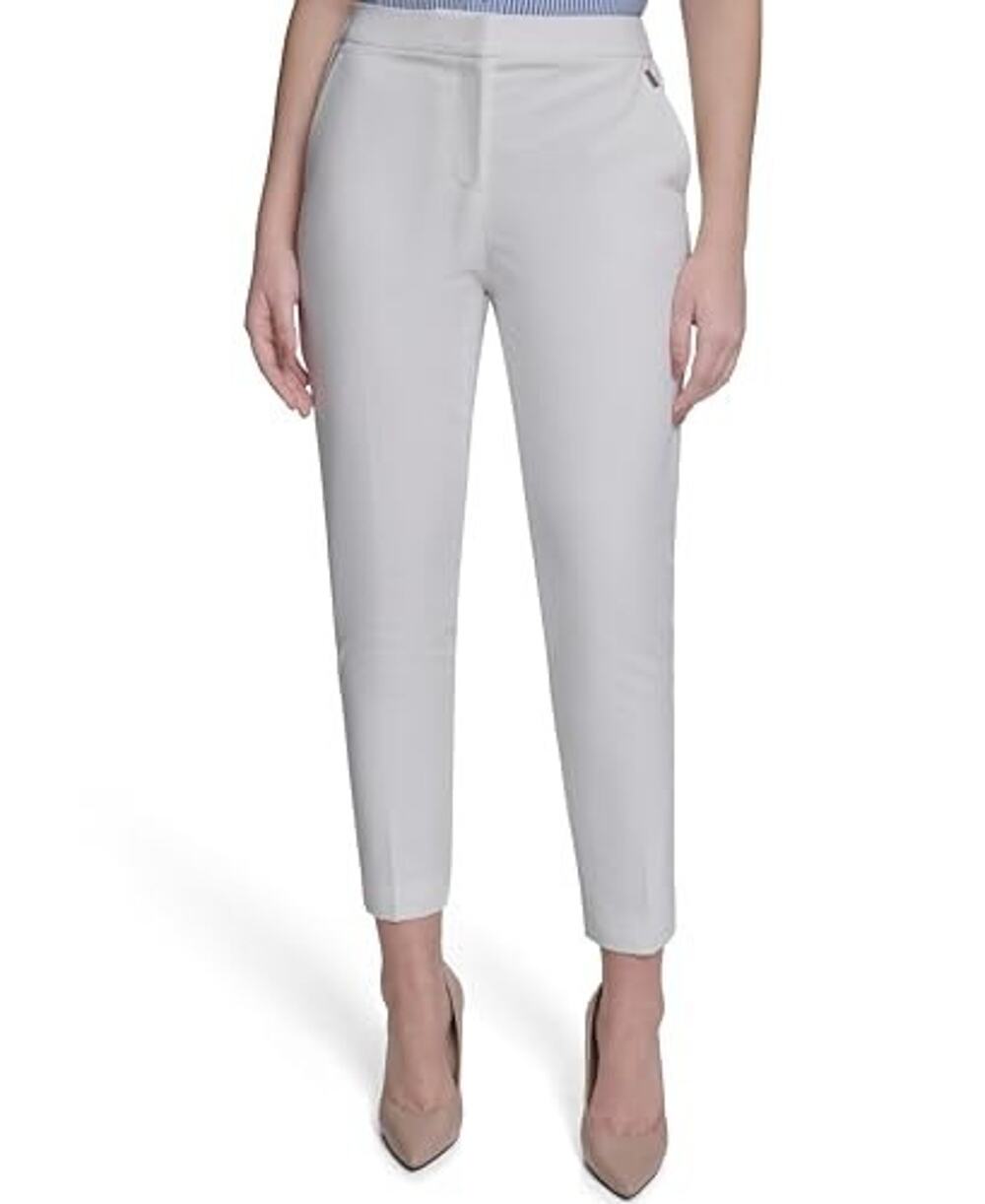 Tommy Hilfiger Women's Sloane Ankle Trouser Pants Ivory Size 10 3920